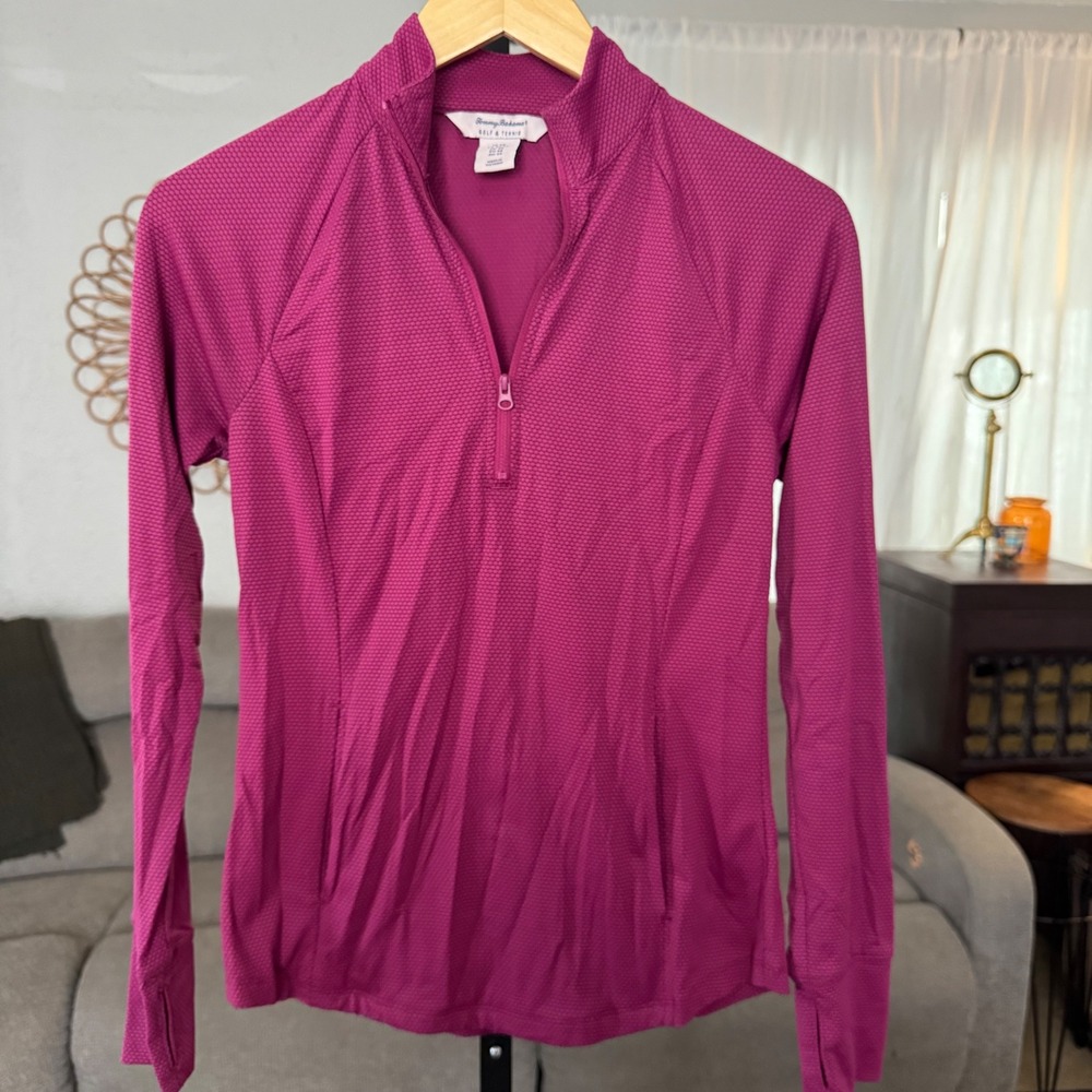 Tommy Bahama Womens 1/4 Zip Golf & Tennis Pullover XS Berry Pink Textured